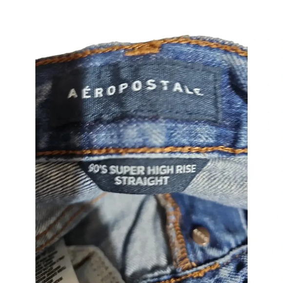 Aeropostale '90s Super High-Rise Straight Hemp Jeans Dark Wash Size 0 - Picture 8 of 9